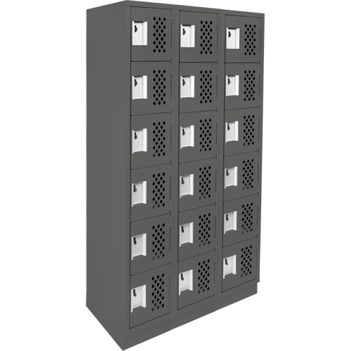 Assembled Lockerettes Clean Line Perforated Economy Lockers, 6 -tier, Bank of 3, 18" x 72" x 12", Steel WestPier