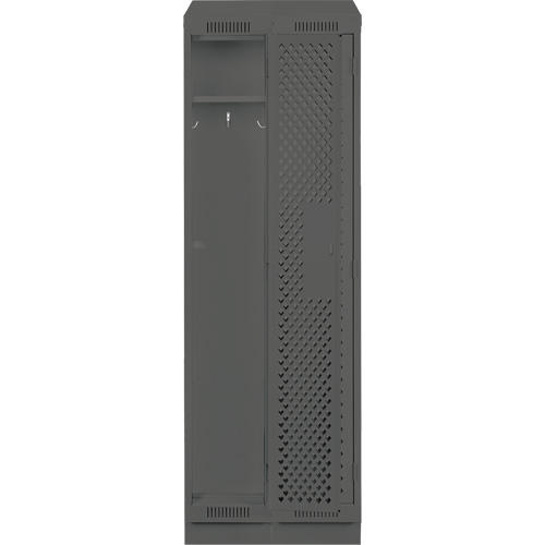 Clean Line Lockers, Bank of 2, 24" x 18" x 82", Steel, Charcoal, Rivet (Assembled), Perforated WestPier