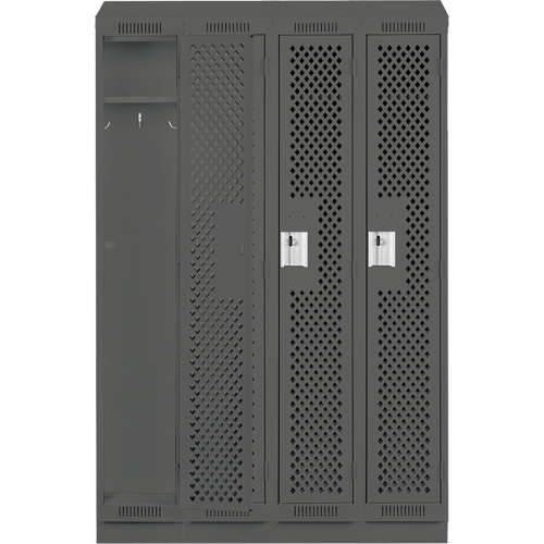 Clean Line Lockers, Bank of 4, 48" x 18" x 82", Steel, Charcoal, Rivet (Assembled), Perforated WestPier