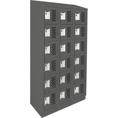 Assembled Lockerettes Clean Line Perforated Economy Lockers, 6 -tier, Bank of 3, 18" x 72" x 12", Steel WestPier