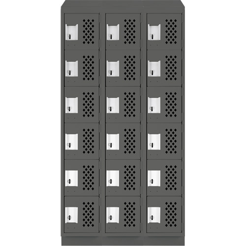 Assembled Lockerettes Clean Line Perforated Economy Lockers, 6 -tier, Bank of 3, 18" x 72" x 12", Steel WestPier