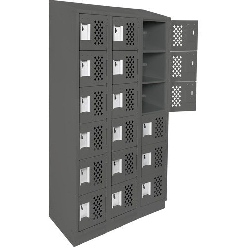 Assembled Lockerettes Clean Line Perforated Economy Lockers, 6 -tier, Bank of 3, 18" x 72" x 12", Steel WestPier