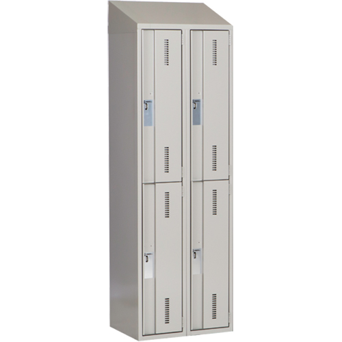 Concorde Heavy-Duty Lockers, 2 -tier, Bank of 2, 24" x 18" x 78", Steel, Grey, Welded (Assembled) WestPier