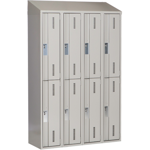 Casiers robustes Concorde, 2 niveaux, Bloc de 4, 48" x 18" x 78", Acier, Gris, Soud&eacute; (assembl&eacute;) WestPier