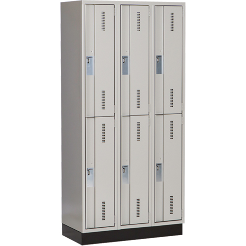 Concorde Heavy-Duty Lockers, 2 -tier, Bank of 3, 36" x 18" x 76", Steel, Grey, Welded (Assembled) WestPier