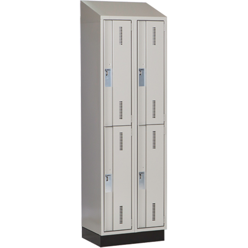 Concorde Heavy-Duty Lockers, 2 -tier, Bank of 2, 24" x 18" x 82", Steel, Grey, Welded (Assembled) WestPier