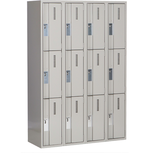 Casiers robustes Concorde, 3 niveaux, Bloc de 4, 48" x 18" x 72", Acier, Gris, Soud&eacute; (assembl&eacute;) WestPier
