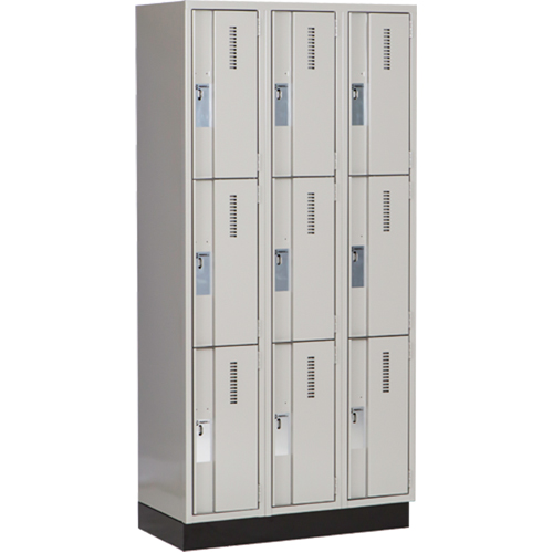 Concorde Heavy-Duty Lockers, 3 -tier, Bank of 3, 36" x 18" x 76", Steel, Grey, Welded (Assembled) WestPier