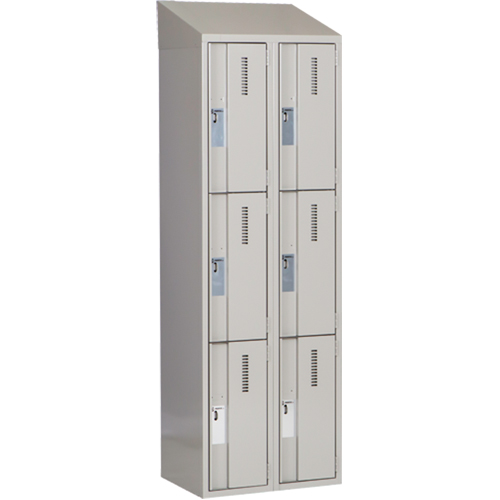 Concorde Heavy-Duty Lockers, 3 -tier, Bank of 2, 24" x 18" x 78", Steel, Grey, Welded (Assembled) WestPier