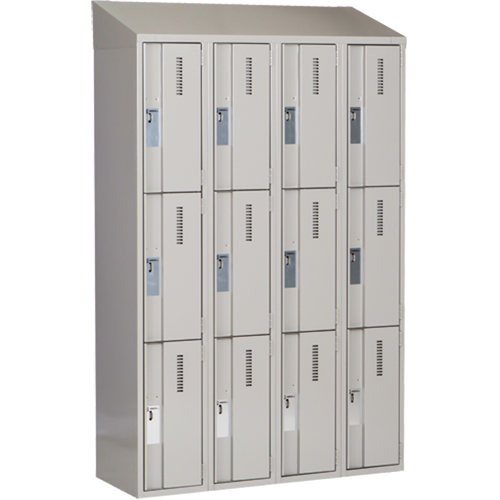 Concorde Heavy-Duty Lockers, 3 -tier, Bank of 4, 48" x 18" x 78", Steel, Grey, Welded (Assembled) WestPier