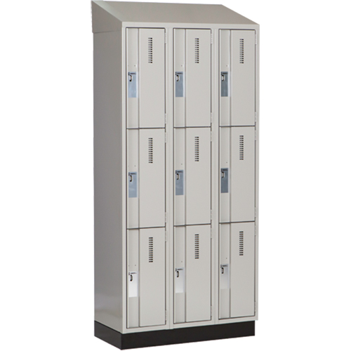 Concorde Heavy-Duty Lockers, 3 -tier, Bank of 3, 36" x 18" x 82", Steel, Grey, Welded (Assembled) WestPier