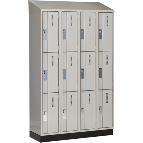 Concorde Heavy-Duty Lockers, 3 -tier, Bank of 4, 48" x 18" x 82", Steel, Grey, Welded (Assembled) WestPier