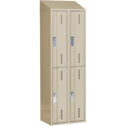 Concorde Heavy-Duty Lockers, 2 -tier, Bank of 2, 24" x 18" x 78", Steel, Beige, Welded (Assembled) WestPier