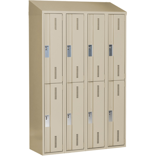 Concorde Heavy-Duty Lockers, 2 -tier, Bank of 4, 48" x 18" x 78", Steel, Beige, Welded (Assembled) WestPier