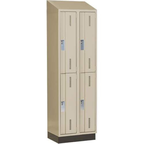 Concorde Heavy-Duty Lockers, 2 -tier, Bank of 2, 24" x 18" x 82", Steel, Beige, Welded (Assembled) WestPier