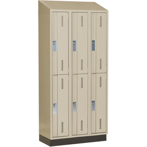 Casiers robustes Concorde, 2 niveaux, Bloc de 3, 36" x 18" x 82", Acier, Beige, Soud&eacute; (assembl&eacute;) WestPier