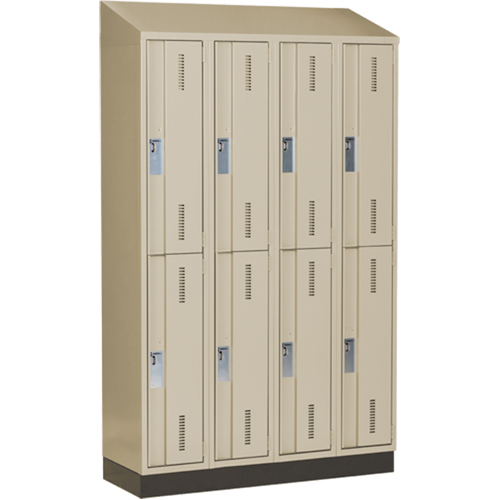 Concorde Heavy-Duty Lockers, 2 -tier, Bank of 4, 48" x 18" x 82", Steel, Beige, Welded (Assembled) WestPier