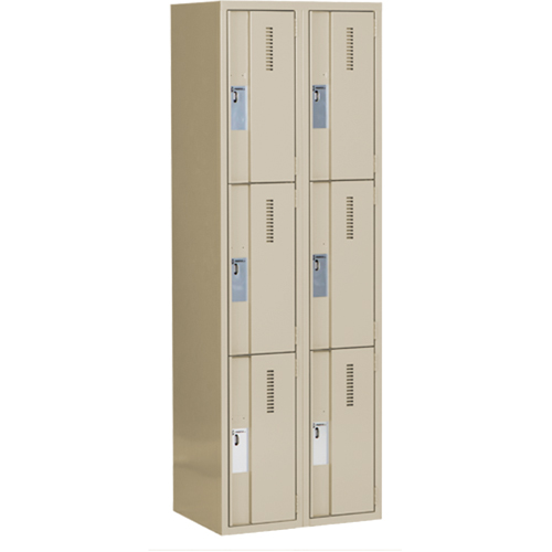 Concorde Heavy-Duty Lockers, 3 -tier, Bank of 2, 24" x 18" x 72", Steel, Beige, Welded (Assembled) WestPier
