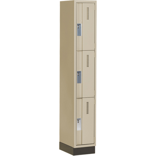 Concorde Heavy-Duty Lockers, 3 -tier, 12" x 18" x 76", Steel, Beige, Welded (Assembled) WestPier