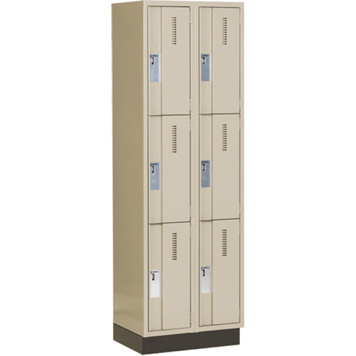 Concorde Heavy-Duty Lockers, 3 -tier, Bank of 2, 24" x 18" x 76", Steel, Beige, Welded (Assembled) WestPier