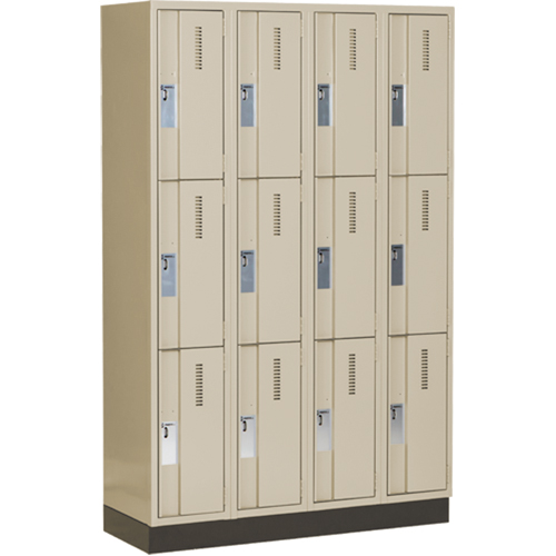 Concorde Heavy-Duty Lockers, 3 -tier, Bank of 4, 48" x 18" x 76", Steel, Beige, Welded (Assembled) WestPier