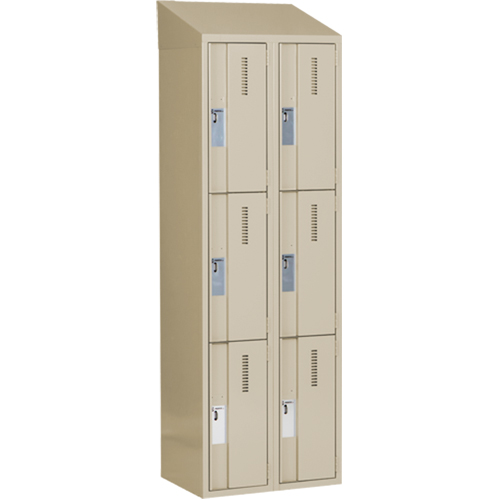 Concorde Heavy-Duty Lockers, 3 -tier, Bank of 2, 24" x 18" x 78", Steel, Beige, Welded (Assembled) WestPier