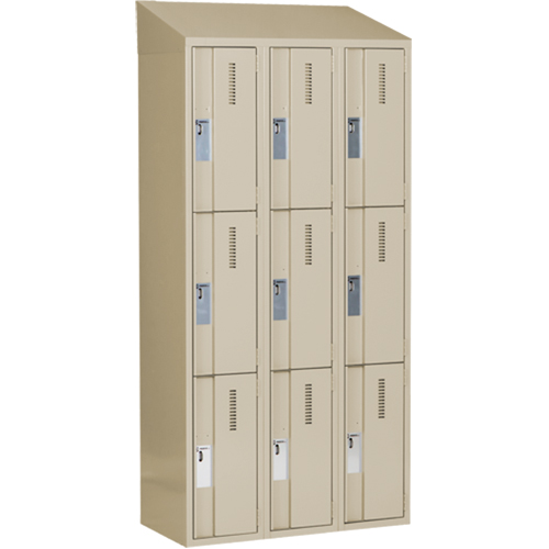 Concorde Heavy-Duty Lockers, 3 -tier, Bank of 3, 36" x 18" x 78", Steel, Beige, Welded (Assembled) WestPier