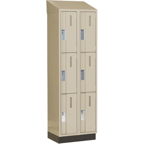 Concorde Heavy-Duty Lockers, 3 -tier, Bank of 2, 24" x 18" x 82", Steel, Beige, Welded (Assembled) WestPier