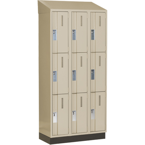 Concorde Heavy-Duty Lockers, 3 -tier, Bank of 3, 36" x 18" x 82", Steel, Beige, Welded (Assembled) WestPier
