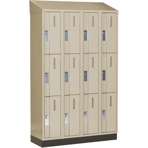 Concorde Heavy-Duty Lockers, 3 -tier, Bank of 4, 48" x 18" x 82", Steel, Beige, Welded (Assembled) WestPier