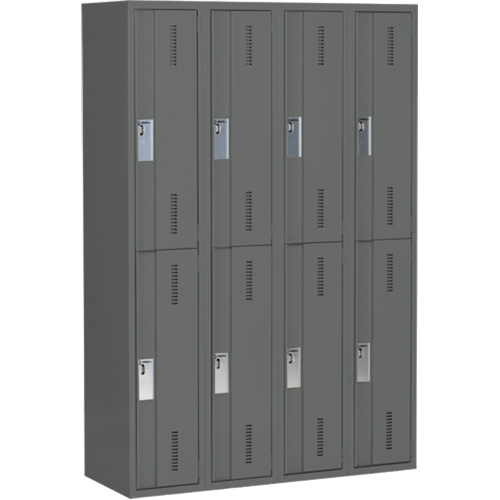 Concorde Heavy-Duty Lockers, 2 -tier, Bank of 4, 48" x 18" x 72", Steel, Charcoal, Welded (Assembled) WestPier