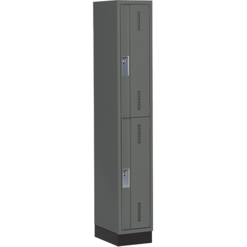 Concorde Heavy-Duty Lockers, 2 -tier, 12" x 18" x 76", Steel, Charcoal, Welded (Assembled) WestPier