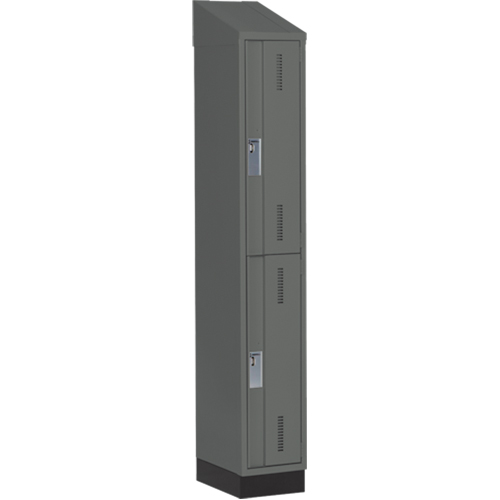 Concorde Heavy-Duty Lockers, 2 -tier, 12" x 18" x 82", Steel, Charcoal, Welded (Assembled) WestPier