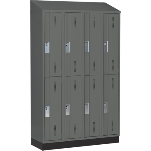 Concorde Heavy-Duty Lockers, 2 -tier, Bank of 4, 48" x 18" x 82", Steel, Charcoal, Welded (Assembled) WestPier