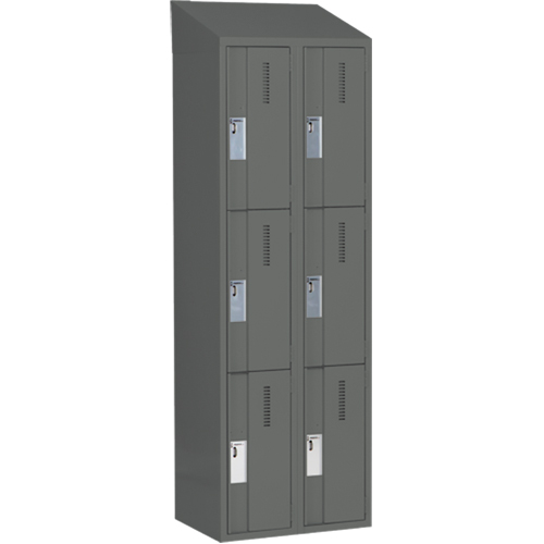 Concorde Heavy-Duty Lockers, 3 -tier, Bank of 2, 24" x 18" x 78", Steel, Charcoal, Welded (Assembled) WestPier