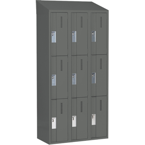 Concorde Heavy-Duty Lockers, 3 -tier, Bank of 3, 36" x 18" x 78", Steel, Charcoal, Welded (Assembled) WestPier