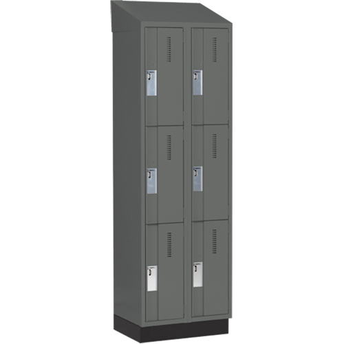 Concorde Heavy-Duty Lockers, 3 -tier, Bank of 2, 24" x 18" x 82", Steel, Charcoal, Welded (Assembled) WestPier
