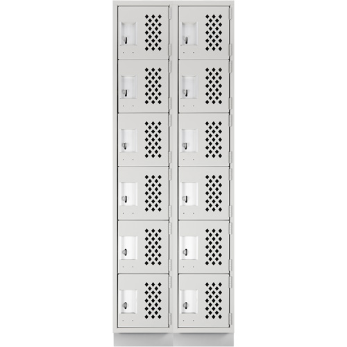 Assembled Lockerettes Clean Line Perforated Economy Lockers, 6 -tier, Bank of 2, 18" x 72" x 12", Steel WestPier