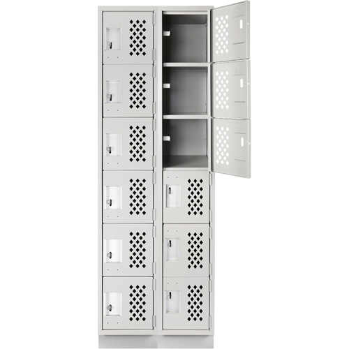 Assembled Lockerettes Clean Line Perforated Economy Lockers, 6 -tier, Bank of 2, 18" x 72" x 12", Steel WestPier