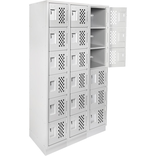 Assembled Lockerettes Clean Line Perforated Economy Lockers, 6 -tier, Bank of 3, 18" x 72" x 12", Steel WestPier
