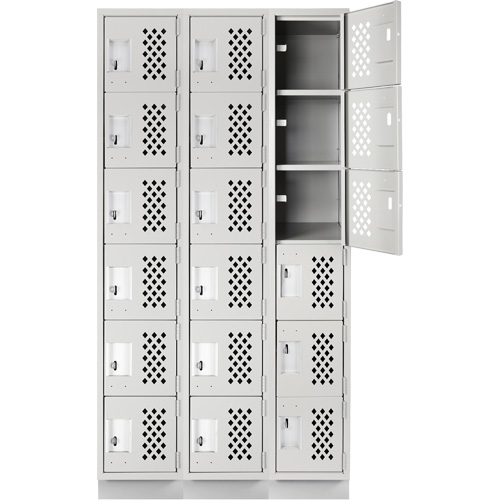 Assembled Lockerettes Clean Line Perforated Economy Lockers, 6 -tier, Bank of 3, 18" x 72" x 12", Steel WestPier