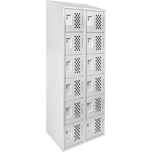 Clean-Line Perforated Lockerette, 6 -tier, Bank of 2, 15" x 72" x 12", Steel WestPier