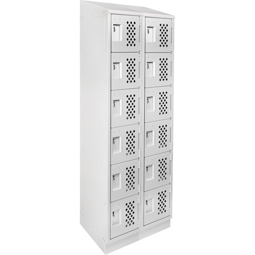 Assembled Lockerettes Clean Line Perforated Economy Lockers, 6 -tier, Bank of 2, 18" x 72" x 12", Steel WestPier