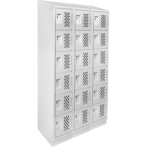 Assembled Lockerettes Clean Line Perforated Economy Lockers, 6 -tier, Bank of 3, 18" x 72" x 12", Steel WestPier
