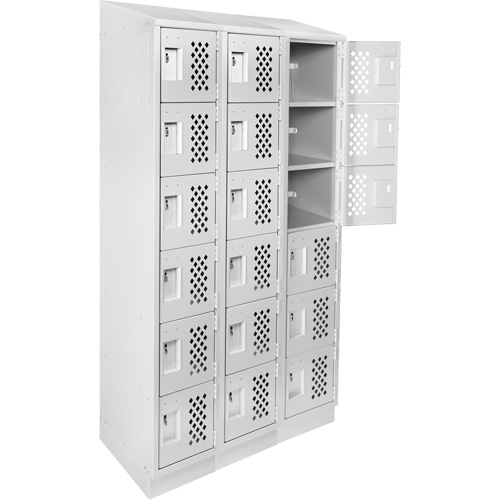 Assembled Lockerettes Clean Line Perforated Economy Lockers, 6 -tier, Bank of 3, 18" x 72" x 12", Steel WestPier