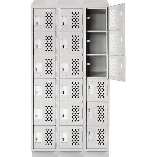 Assembled Lockerettes Clean Line Perforated Economy Lockers, 6 -tier, Bank of 3, 18" x 72" x 12", Steel WestPier