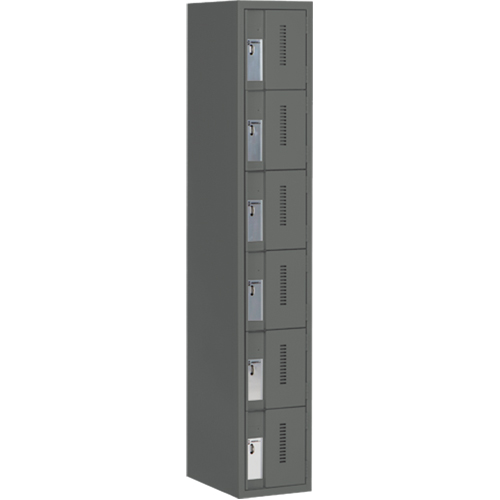 Concorde Heavy-Duty Lockers, 6 -tier, 12" x 18" x 72", Steel, Charcoal, Welded (Assembled) WestPier