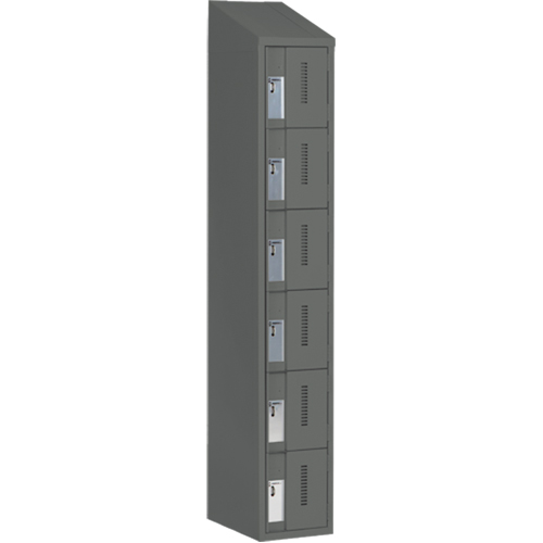 Concorde Heavy-Duty Lockers, 6 -tier, 12" x 18" x 78", Steel, Charcoal, Welded (Assembled) WestPier