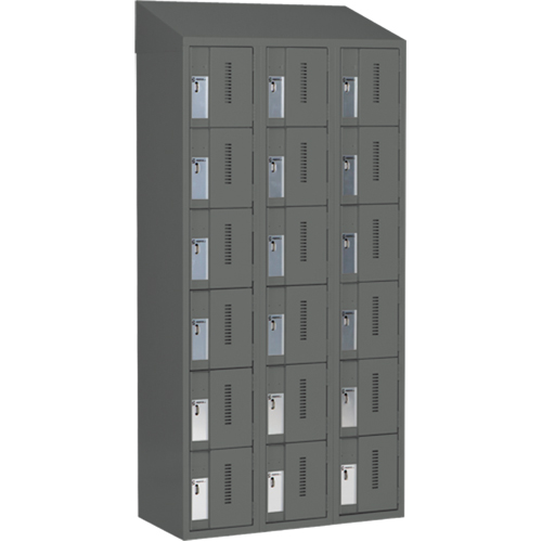 Concorde Heavy-Duty Lockers, 6 -tier, Bank of 3, 36" x 18" x 78", Steel, Charcoal, Welded (Assembled) WestPier