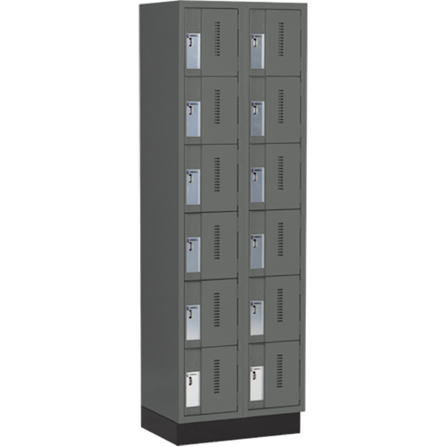 Concorde Heavy-Duty Lockers, 6 -tier, Bank of 2, 24" x 18" x 76", Steel, Charcoal, Welded (Assembled) WestPier